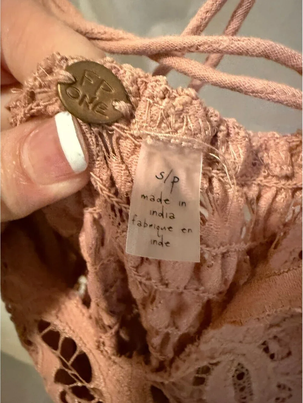 Free People adella Pink Lace Detail Summer Dress Size S/P